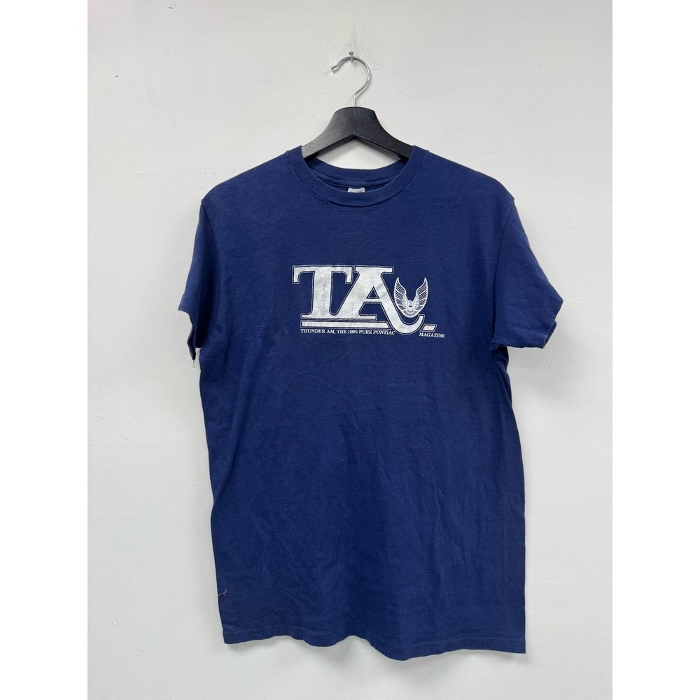 Vintage Thunder Am Pontiac Shirt Mens Medium Blue Hanes TA Trans Am Car 80s